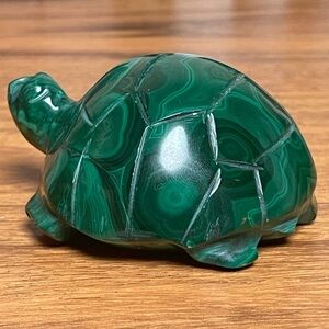 Malachite Turtle Crystal Carving - Chubby Gal
